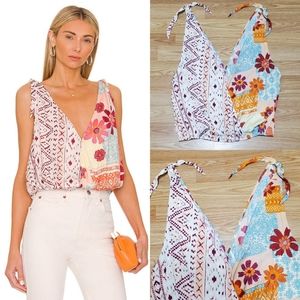 NWT Free people tied to you v neck floral silky feel tank top tropical bohemian